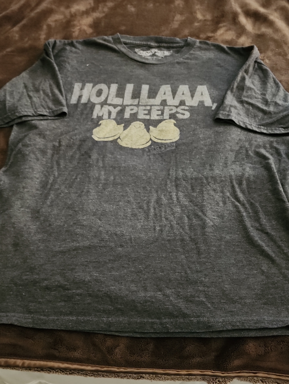 Women "HOLLLAAA, MY PEEPS" Graphic Tee - Gray